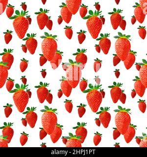 Strawberry seamless pattern. Ripe strawberries isolated on white . package design background. Stock Photo