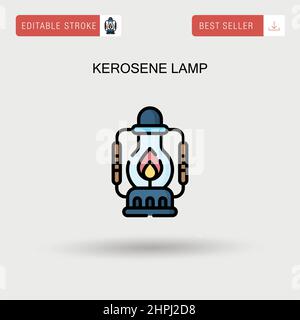 Kerosene lamp Simple vector icon. Stock Vector