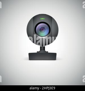 Realistic white webcam icon. Stock Vector