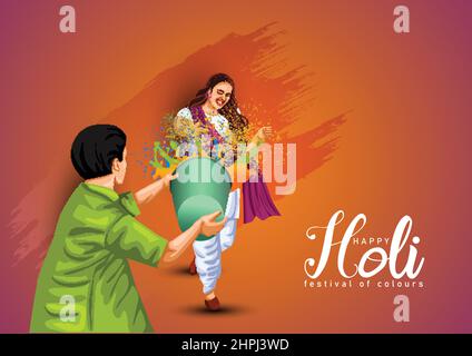 Happy Holi celebration greeting background. vector illustration design Stock Vector