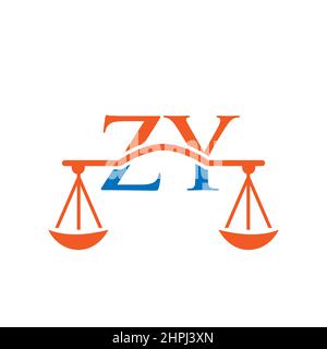 Law Firm Letter ZY Logo Design. Lawyer, Law Attorney Lawyer Service, Law Office, Scale. Law Firm Logo On Letter ZY Vector Sign Stock Vector