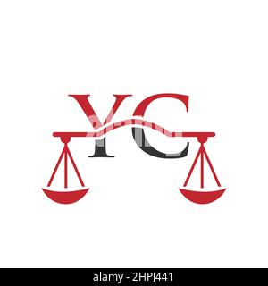 Law Firm Letter YC Logo Design. Lawyer, Law Attorney Lawyer Service, Law Office, Scale. Law Firm Logo On Letter YC Vector Sign Stock Vector