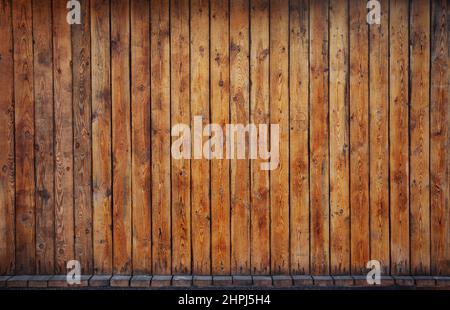 Image fragment of the old wooden brown wall Stock Photo