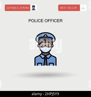 African american police officer woman 2D vector avatar illustration ...