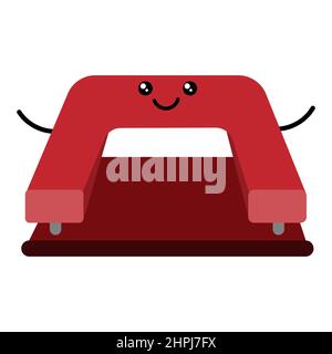 Cute cartoon kawaii hole punch, vector isolated on white background. Stock Vector