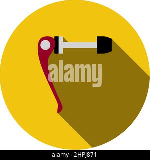 Bike Quick Release Icon. Flat Circle Stencil Design With Long Shadow. Vector Illustration. Stock Vector