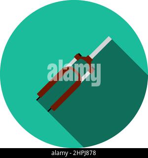 Bike Fork Icon. Flat Circle Stencil Design With Long Shadow. Vector Illustration. Stock Vector