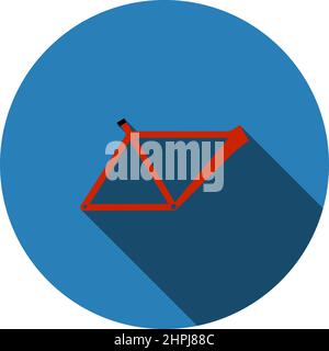 Bike Frame Icon. Flat Circle Stencil Design With Long Shadow. Vector Illustration. Stock Vector