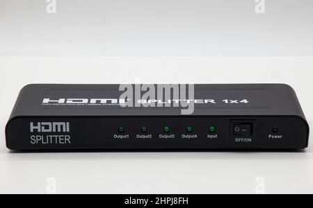 HDMI Splitter. High Definition Multimedia Interface isolated on white background Stock Photo