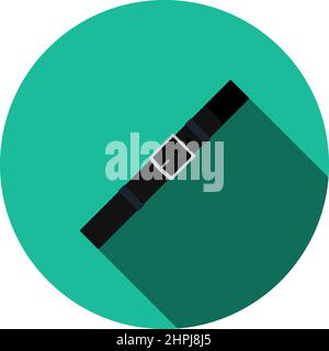 Trouser Belt Icon. Flat Circle Stencil Design With Long Shadow. Vector Illustration. Stock Vector