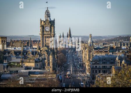 File photo dated 5/1/2022 of a view of the Edinburgh skyline showing the Balmoral Clock and Princes Street, Edinburgh, Scotland,. Edinburgh has been identified as the UK's most 'liveable' city for expatriates in an annual study. The Scottish city was ranked 17th overall for the year 2021 in a global study which looks at living conditions in over 490 locations, to assess how easy or hard it would be for an expat to settle into a new life in these places. Issue date: Tuesday February 22, 2022. Stock Photo