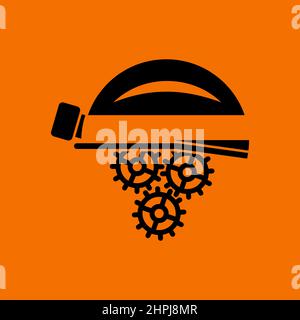 Labor Day Icon. Black on Orange Background. Vector Illustration. Stock Vector