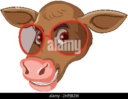 Funny Cow Head With Brown Color. Clip Art Vector. Vector and ...
