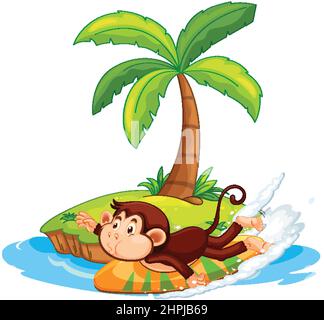 Cartoon monkeys on isolated island illustration Stock Vector Image ...