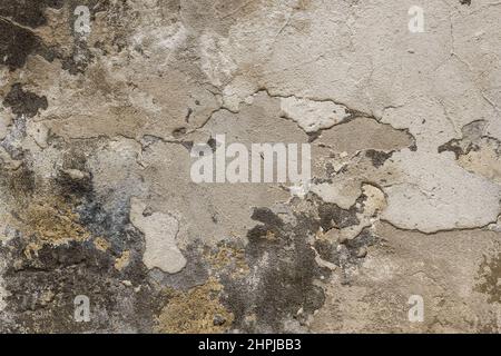 Wall with shabby plaster, background. Texture of the old cracked wall Stock Photo