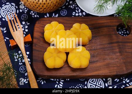 Mango ice skin mooncakes Stock Photo