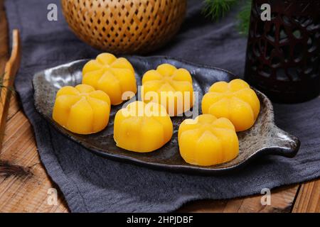 Mango ice skin mooncakes Stock Photo