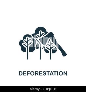 Deforestation icon. Monochrome simple icon for templates, web design and infographics Stock Vector