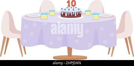 Kid birthday festive board semi flat color vector object Stock Vector