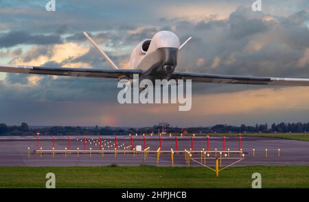Northrop Grumman RQ-4 Global Hawk taking off from the airport Stock Photo