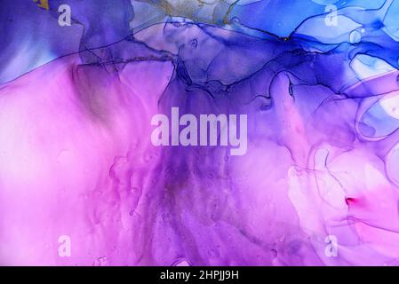 alcohol paint in blue with gold trim, creative decorative background for  artistic presentations Stock Photo - Alamy