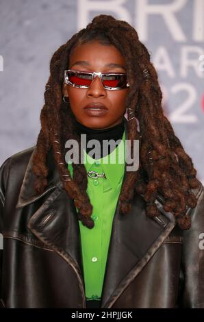 Little Simz arrives at The BRIT Awards 2022 at The O2 Arena on February 8, 2022 in London, England. Stock Photo