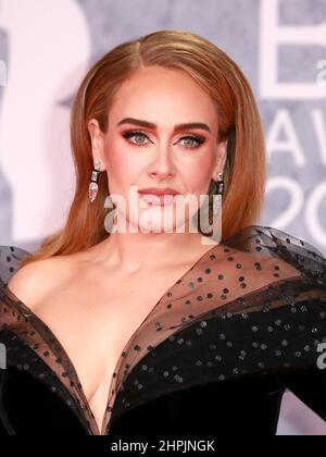 Adele arrives at The BRIT Awards 2022 at The O2 Arena on February 8, 2022 in London, England. Stock Photo