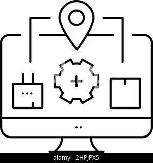 production to client logistics process line icon vector illustration ...