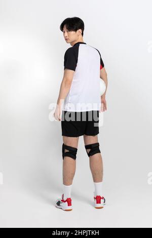 volleyball sports player, asian korean man with motions Stock Photo