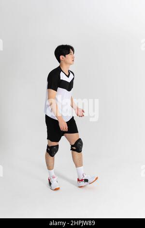 volleyball sports player, asian korean man with motions Stock Photo