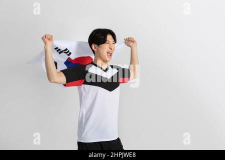 volleyball sports player, asian korean man with motions Stock Photo