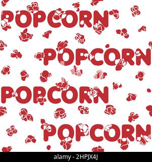 Seamless pattern with popcorn. Vector background. Stock Vector