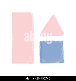 Hand drawn watercolor element for nursery in boho style. Vector illustration. Pink baby cubes. Stock Vector