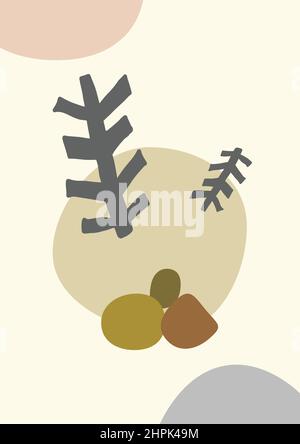 Nordic art modern abstract design for wall art, poster, art print, Scandinavian, canvas, frame and home decor Stock Vector