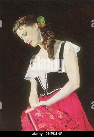 Maya Mikhailovna Plisetskaya (Russian: Майя Михайловна Плисецкая; 20 November 1925 – 2 May 2015) was a Soviet and Russian ballet dancer, choreographer, ballet director, and actress. Old Vintage postcard of the USSR, 1966. Stock Photo