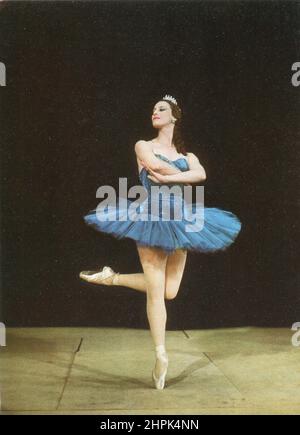 Maya Mikhailovna Plisetskaya (Russian: Майя Михайловна Плисецкая; 20 November 1925 – 2 May 2015) was a Soviet and Russian ballet dancer, choreographer, ballet director, and actress. Old Vintage postcard of the USSR, 1966. Stock Photo