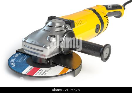 Angle grinder machine isolated on white. 3d illustration Stock Photo