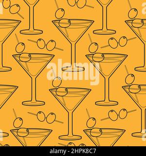 Vector bartender equipment seamless pattern. Vector line art illustration Stock Vector