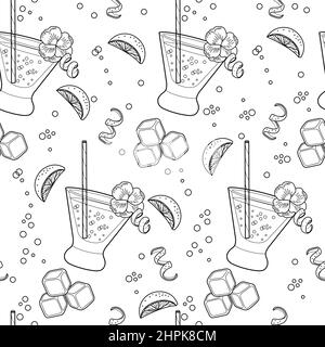Vector bartender equipment seamless pattern. Vector line art illustration Stock Vector