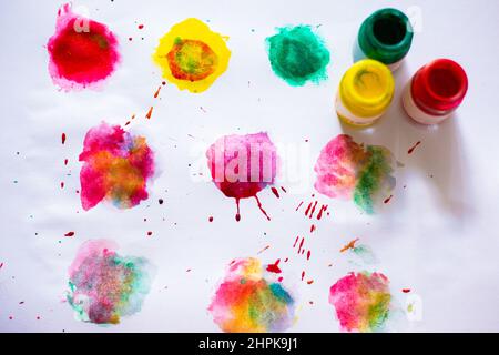 Watercolor botton paint on white background, Real water color Stock Photo
