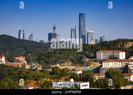 Signal hill park in Qingdao city districts has east road 16, 17, longkou road armour Stock Photo