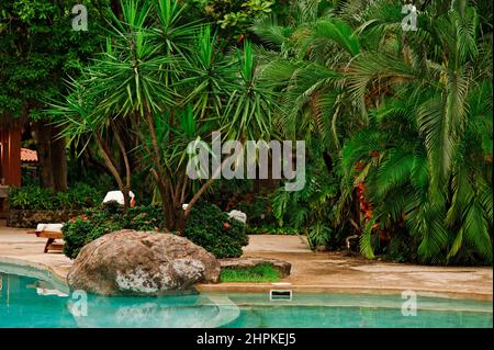 Swimming pool, Capitain Suizo Hotel, Republic of Costa Rica, Central America Stock Photo