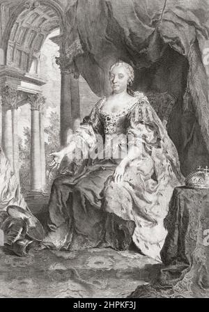Catherine II, Catherine the Great, 1729 -1796.  German born Empress of Russia.  After an etching by Francesco Polanzani from a drawing by Giovanni Battista Piazzetta. Stock Photo