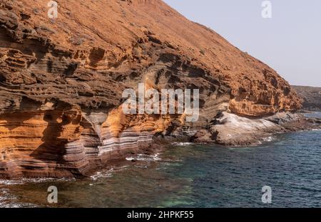 Eroded volcanic sea cliffs at Costa del Silencio, Tenerife, Canary Islands Stock Photo