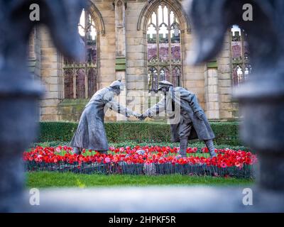 Andy Edwards 'Christmas truce' statue at St Luke's Church, called 'All together now'