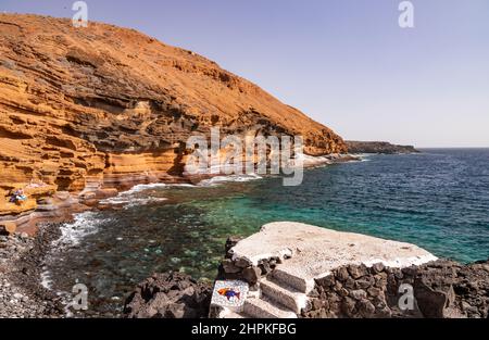 Eroded volcanic sea cliffs at Costa del Silencio, Tenerife, Canary Islands Stock Photo