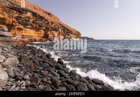 Eroded volcanic sea cliffs at Costa del Silencio, Tenerife, Canary Islands Stock Photo