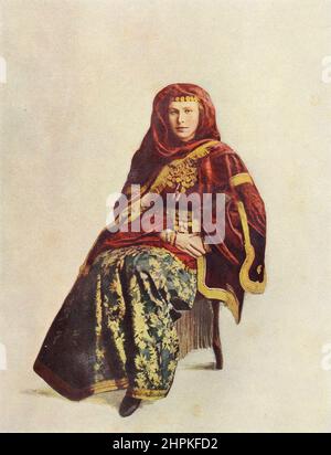 N ARMENIAN WOMAN OF THE CAUCASUS from the book ' The living races of mankind ' a popular illustrated account of the customs, habits, pursuits, feasts & ceremonies of the races of mankind throughout the world by Sir Harry Hamilton Johnston, and Henry Neville Hutchinson Volume 2 Published in London by Hutchinson & Co. in 1902 Stock Photo