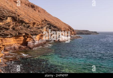 Eroded volcanic sea cliffs at Costa del Silencio, Tenerife, Canary Islands Stock Photo