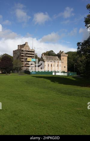 Dean Castle, Kilmarnock, Ayrshire, Scotland, UK. Undergoing restoration Stock Photo